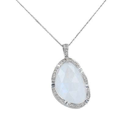 White gold 14k necklace moonstone necklace