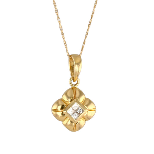14K Yellow gold singapore diamonds clover pendant-5398207