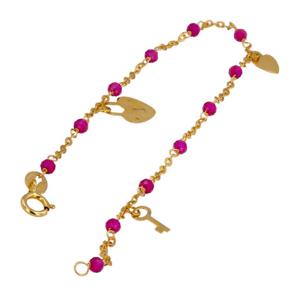 14K Yellow gold multi charms bracelet -48484