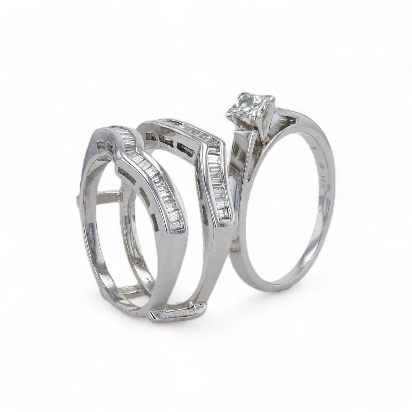 14K White gold duo 1CT diamonds wedding ring-64827