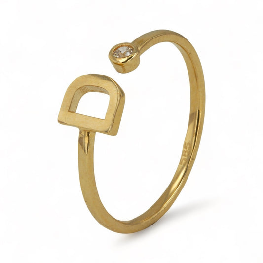 14K Yellow Gold Letter D Ring - 1028