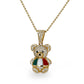 14K Yellow gold cute teddy bear necklace