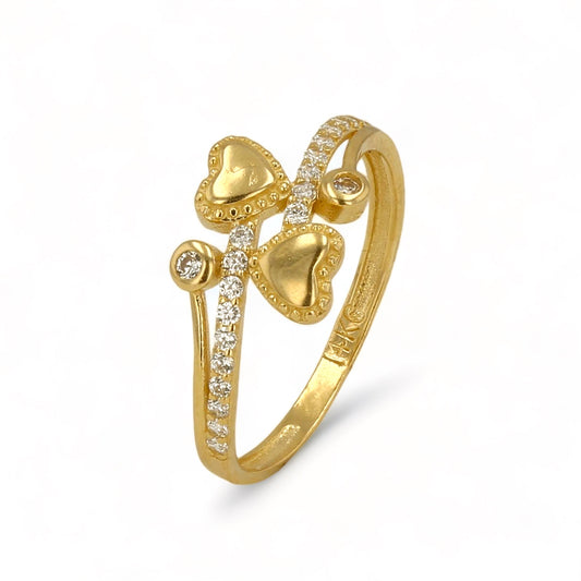 14K Yellow gold hearts ring-227204