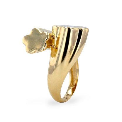 14K Yellow gold duo clover ring