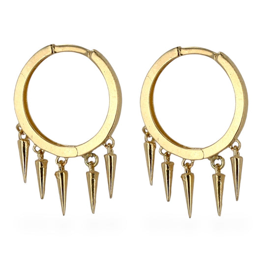 14K Yellow gold hanging hoops-225363