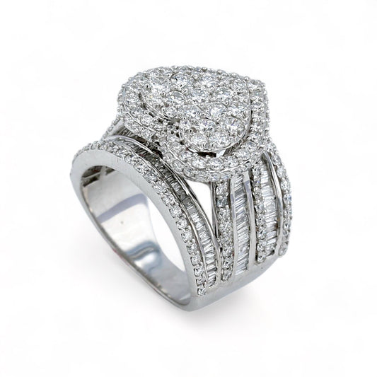 14k White gold compromise heart 3.25CT diamond ring-224929