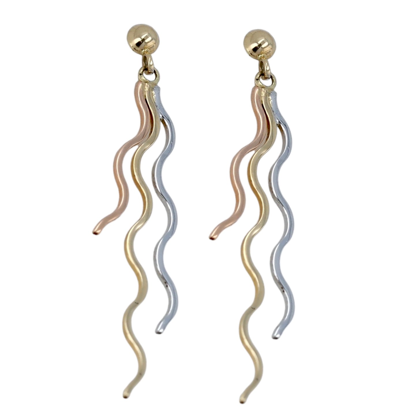 14K three color serpentine dangling sruds-11395