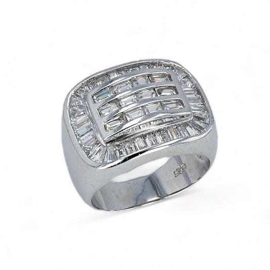 Sterling silver 925 baguette wedding band ring-26920
