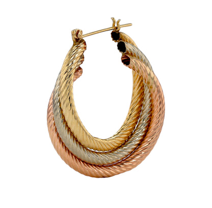 14k three color twist hoops-299304