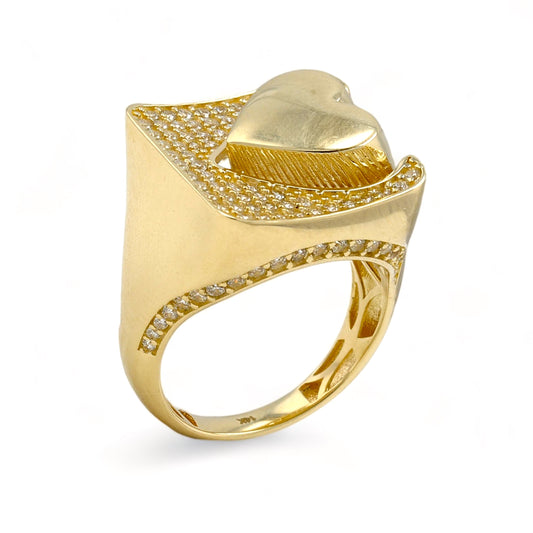 14K Yellow gold arch heart ring-227230