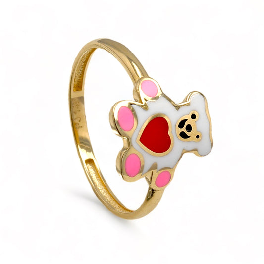 14K Yellow gold color teddy bear ring-227057