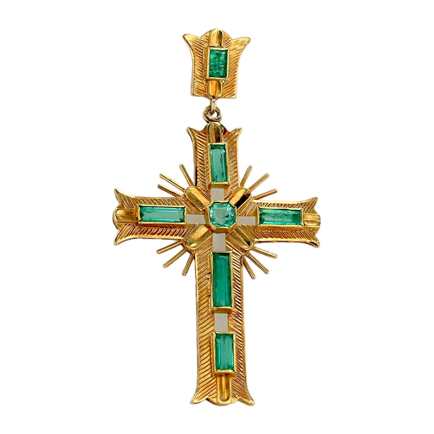 Yellow gold 18k emerald solid cross