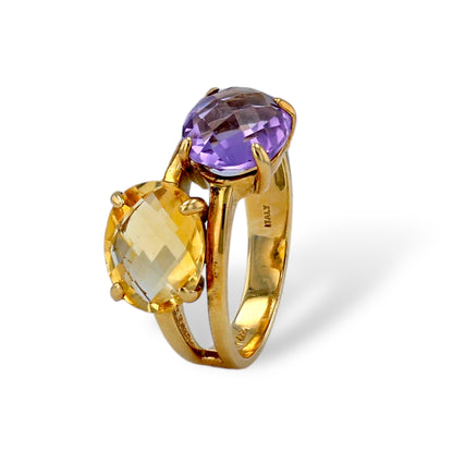 Yellow gold 14k color stone lady ring