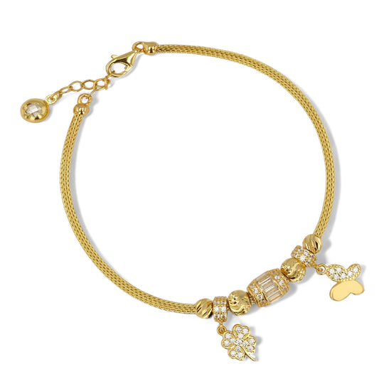 14K Yellow gold braids charms bracelet-316267