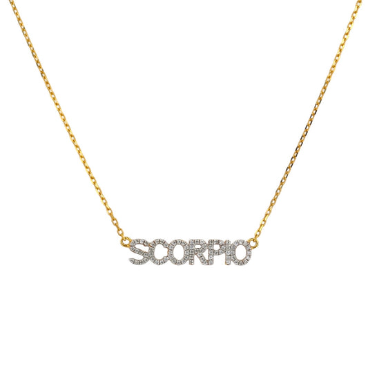 Yellow 14k gold Scorpio diamond necklace