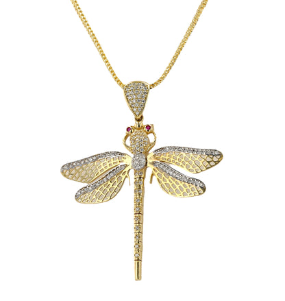 14K Yellow Gold Dragonfly Pendant 1.5mm x 18''