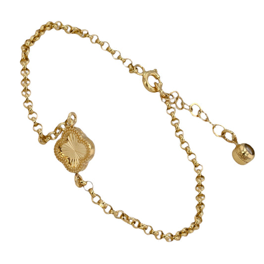 14K Yellow gold clover rollo bracelet-37393
