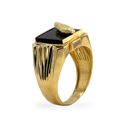 10K Yellow Gold Onyx cobra ring -219422