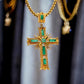 Yellow gold 18k emerald solid cross