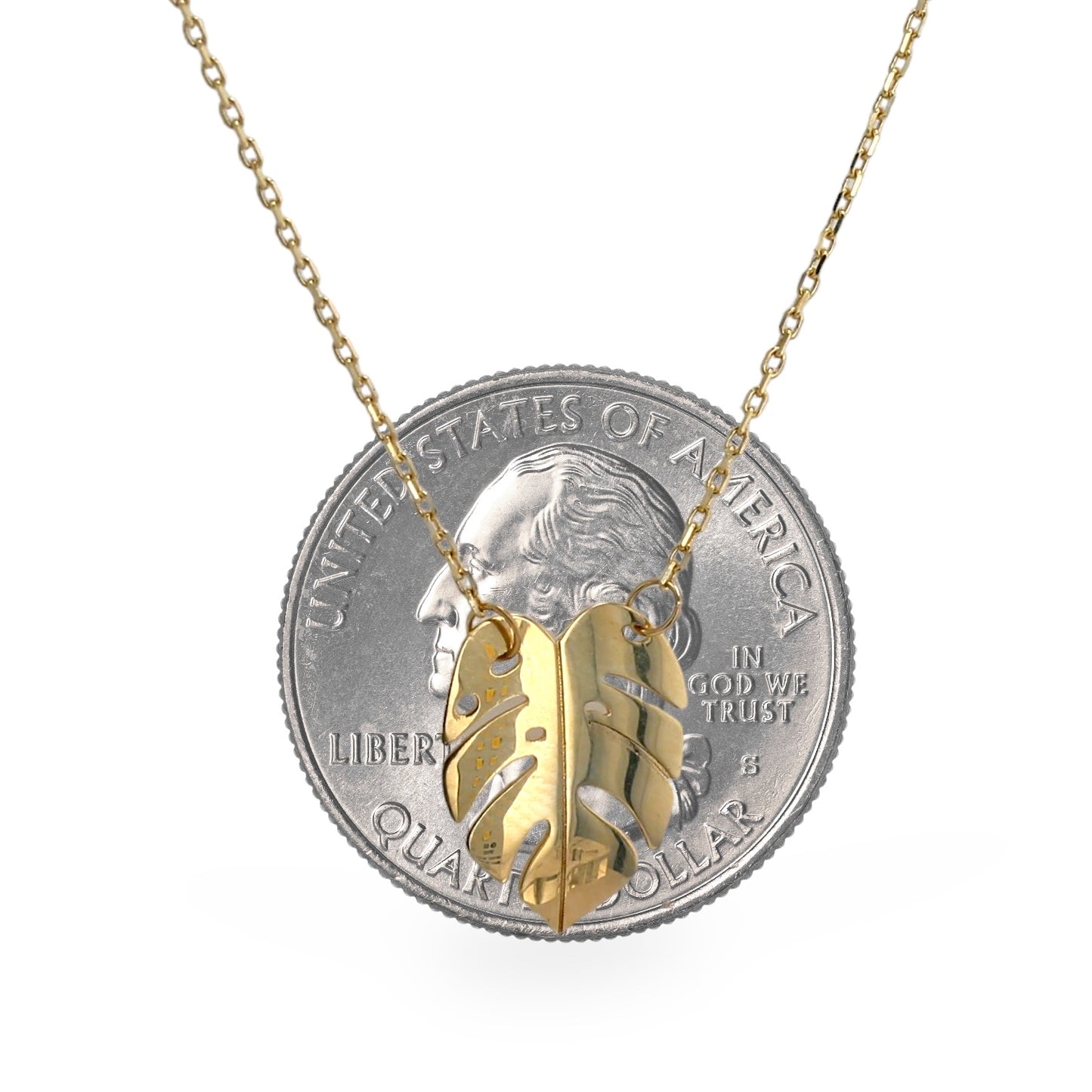 14K yellow gold leaf necklace-226125
