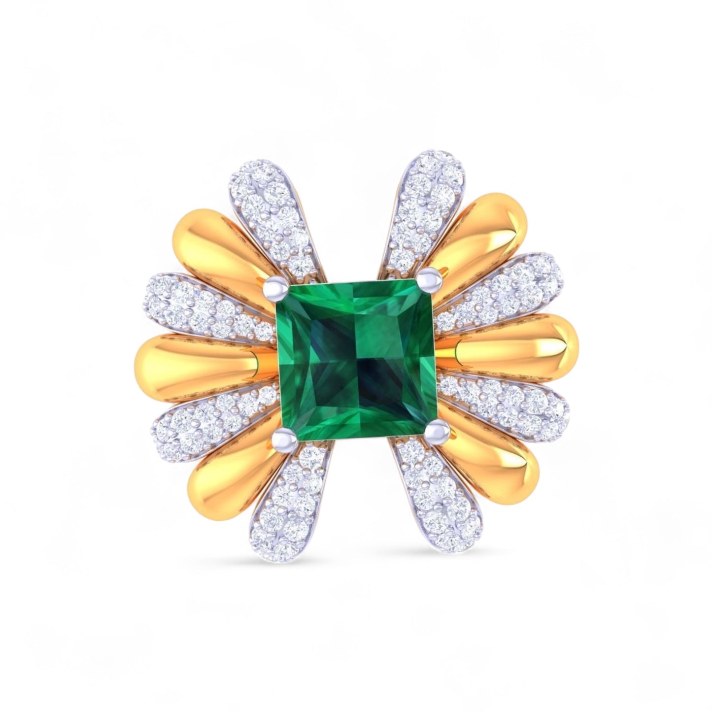 14K yellow gold emerald and diamond ring-62729