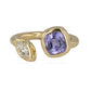 Yellow 14k gold open diamond purple rare sapphire lady ring