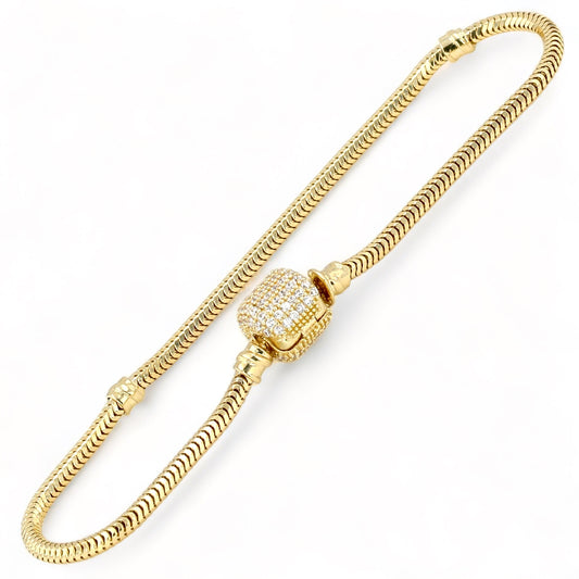 14K Yellow gold solid gold snake bracelet-22228