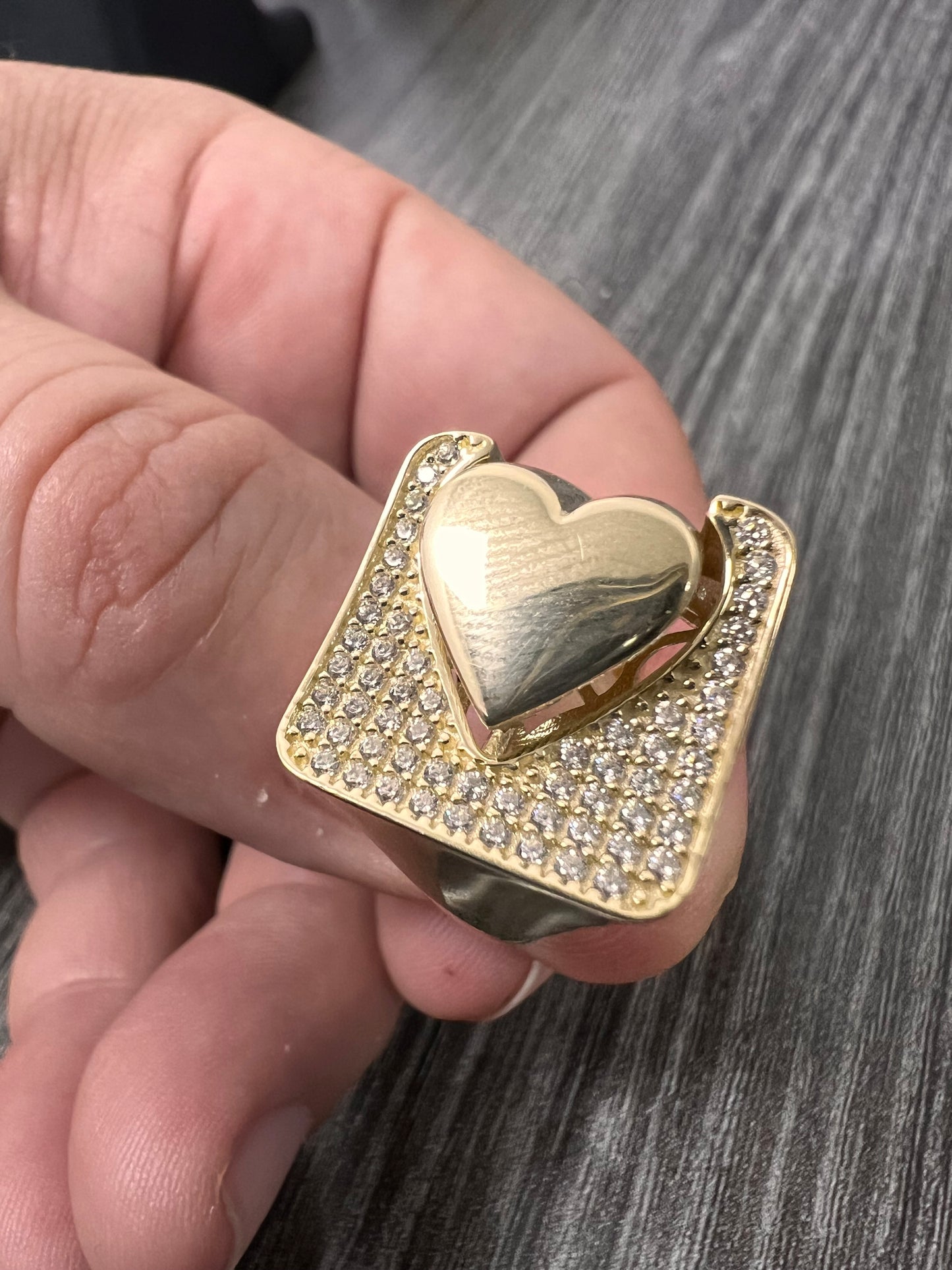 14K Yellow gold arch heart ring-227230