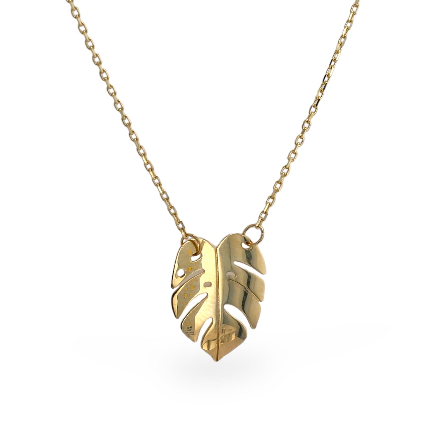 14K yellow gold leaf necklace-226125
