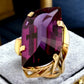 14K Yellow heavy solid gold S cut purple rare sapphire vintage ring