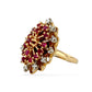 18K Yellow gold natural ruby and diamond cocktail ring