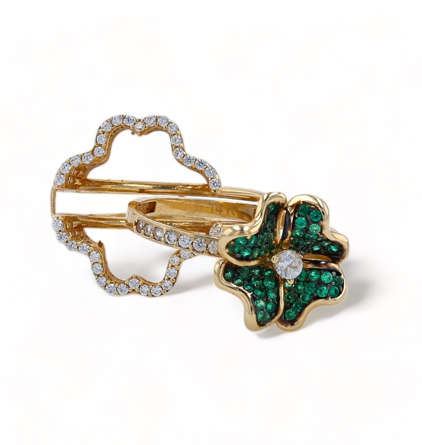 Gold 14k double clover ring