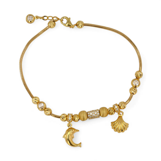 14K Yellow gold braids charms bracelet-316271