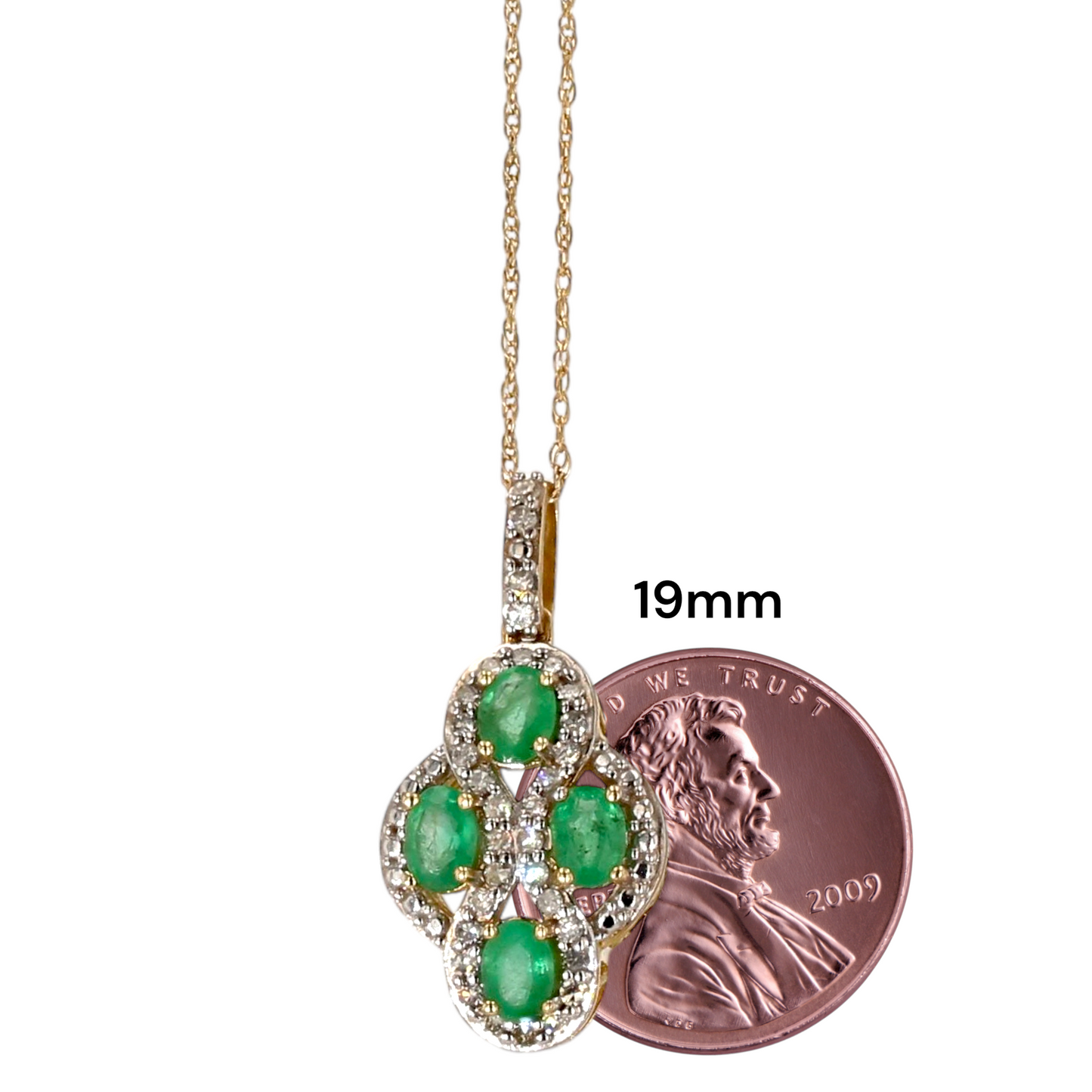 10K Yellow gold emerald necklace-35319