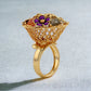 Gold 14k designer cup flower ring