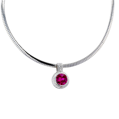 Sterling silver 925 plated 18k gold omega choker with round pink natural sapphire