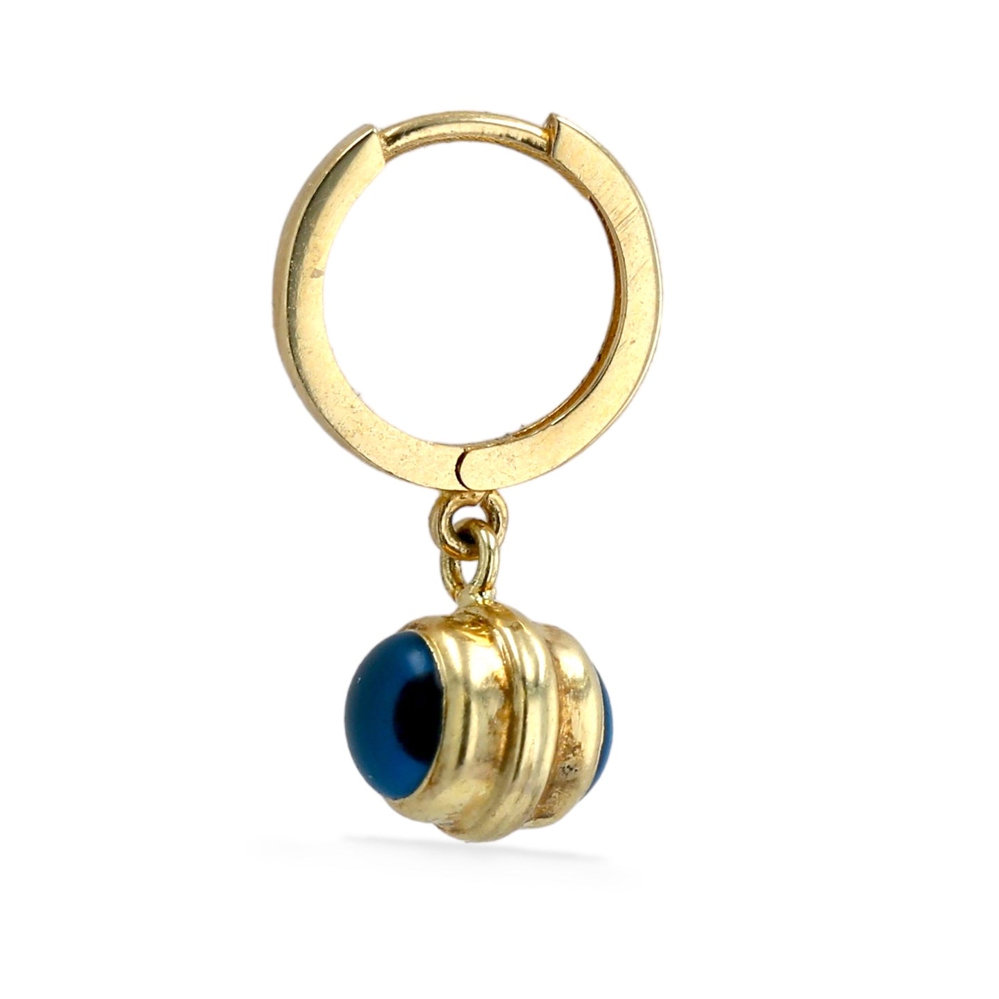 14k Yellow gold blue eye hoops earrings-223519