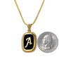 Yellow gold 14k  necklace initial A onyx base