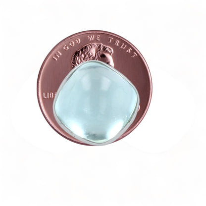 Big square  natural 15.20 CT natural aqua marine cabochon platinum bezel studs earrings-14080
