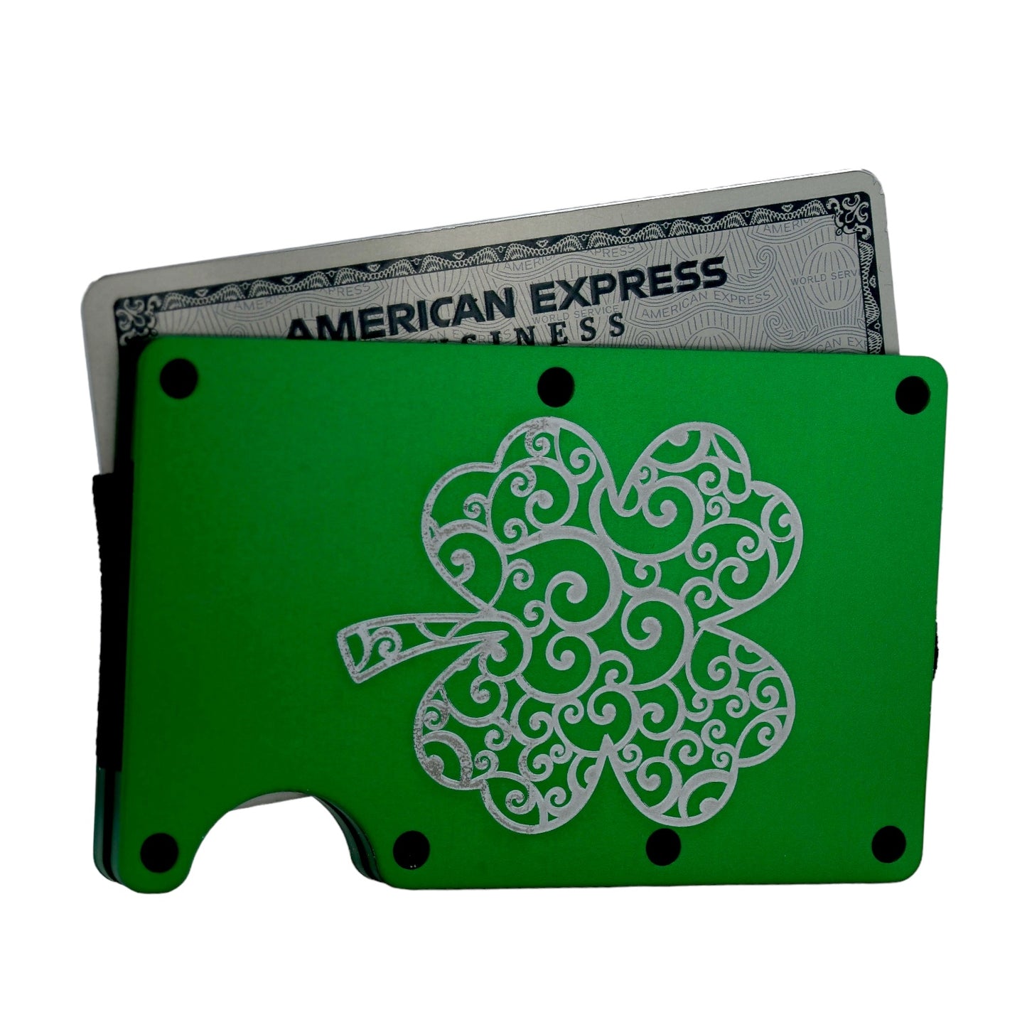 Shop High-Quality Aluminum Wallets & RFID Mandala clover design Card Holders metallic emerald wallet