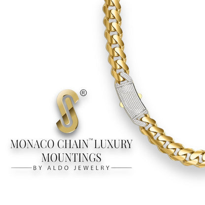 14k Classic Luxury Monaco Chain 8mm 18inch