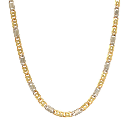 14K Yellow and white gold Valentino solid chain-72929
