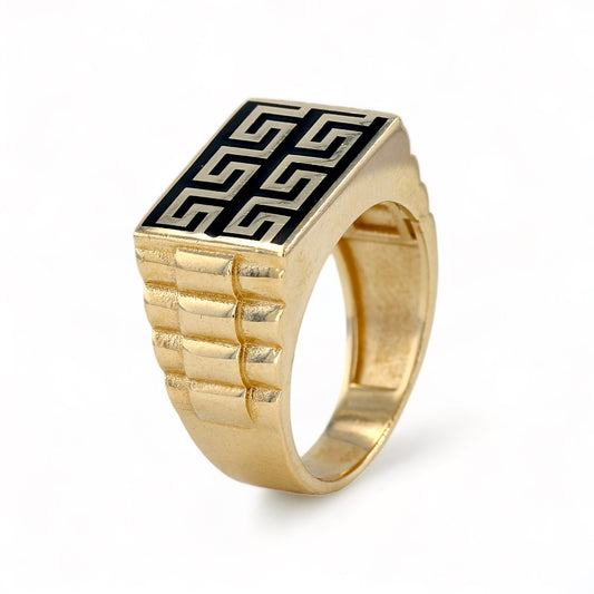 14K Yellow gold Greek ring-72937