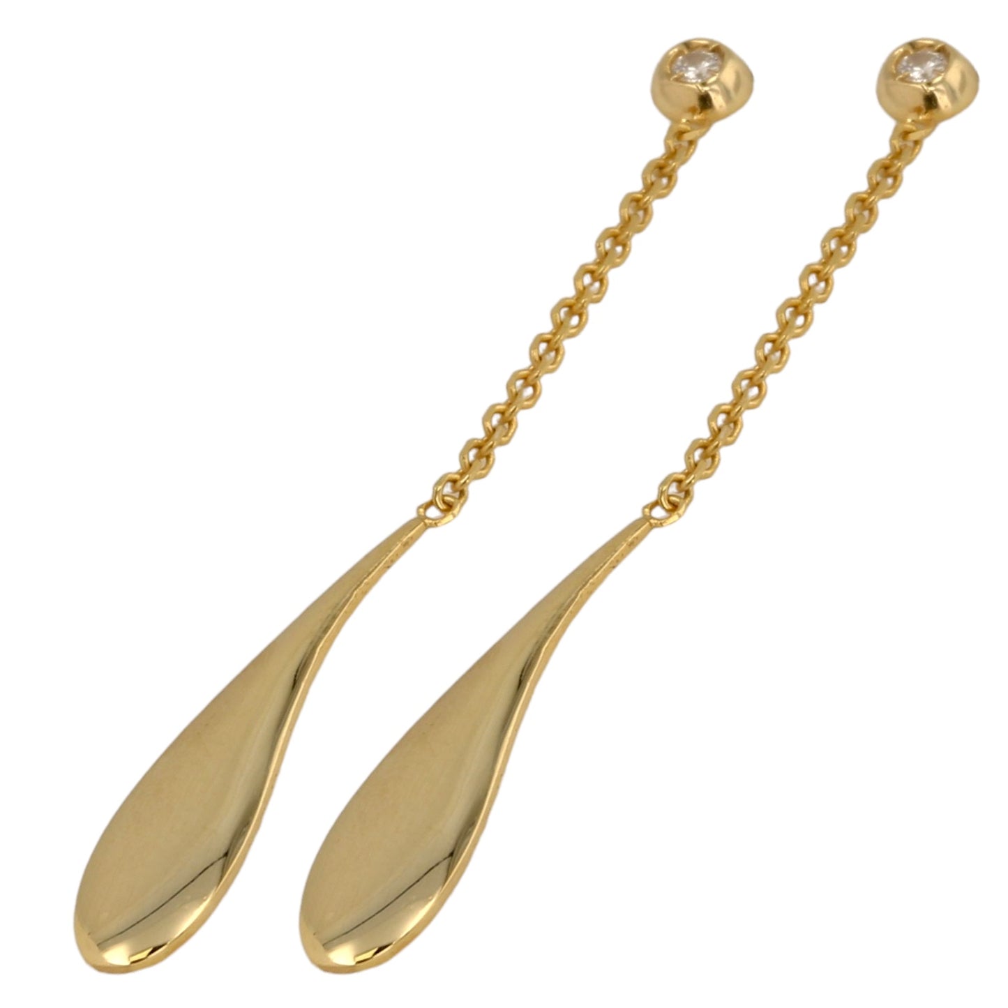 14K Yellow gold fancy drop diamond dangling earrings-13911