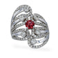 White 14k petals diamond and rose tourmaline ring