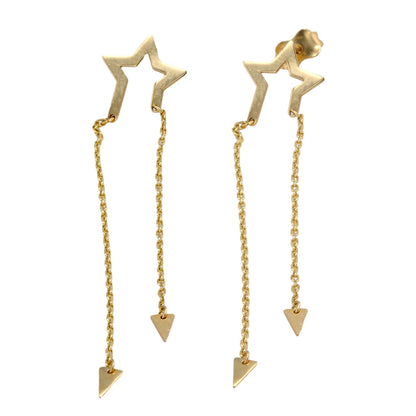 14K Yellow gold star dangling earrings-10898