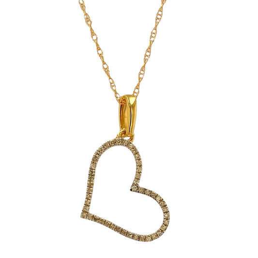 14K Yellow gold natural diamond heart pendant singapore chain-CH4006Y