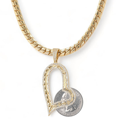 10k yellow gold choker heart pendant-42738