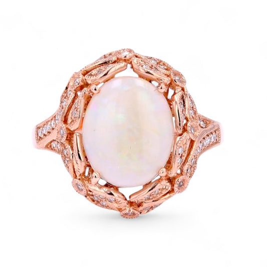 14K rose gold ORIGINAL EFFY nest Etiopian opal with diamonds ring-28881