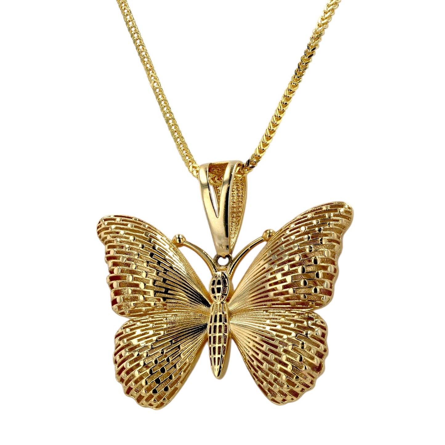 14K Yellow Gold Butterfly Necklace 1.5mm x 18''